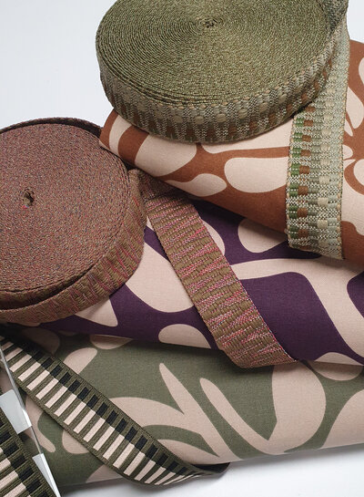 Etnic tassenband khaki groen tinten  38mm