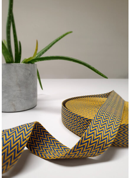 yellow and blue - chevron - bag strap 38 mm