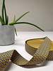 geel en blauw - chevron - tassenband 38 mm