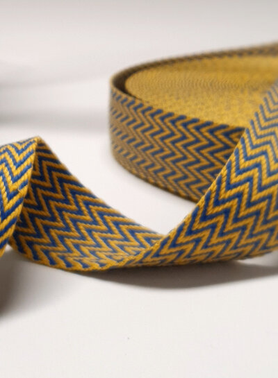 yellow and blue - chevron - bag strap 38 mm