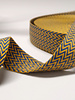 geel en blauw - chevron - tassenband 38 mm