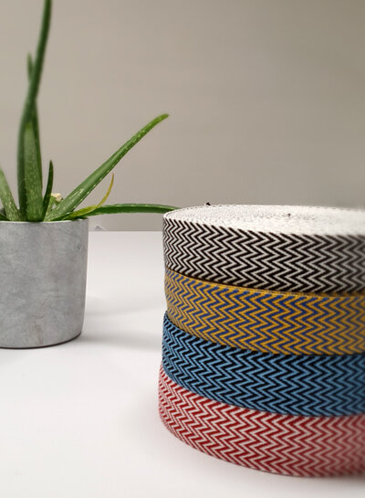 yellow and blue - chevron - bag strap 38 mm