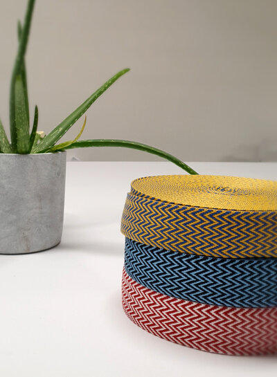 yellow and blue - chevron - bag strap 38 mm