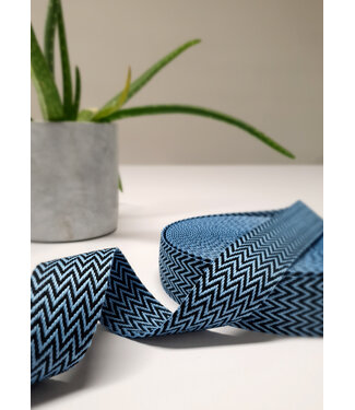 blue and black - chevron - bag strap 38 mm