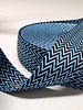blauw en zwart - chevron - tassenband 38 mm