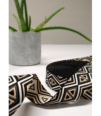taupe and black - tribal - bag strap 38 mm