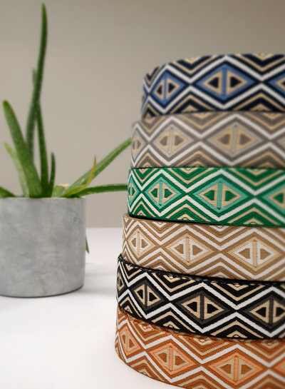 taupe and black - tribal - bag strap 38 mm