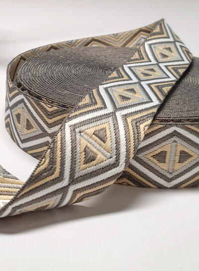 grey and beige - tribal - bag strap 38 mm
