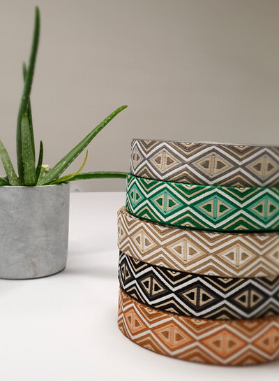 grijs en beige - tribal - tassenband 38 mm