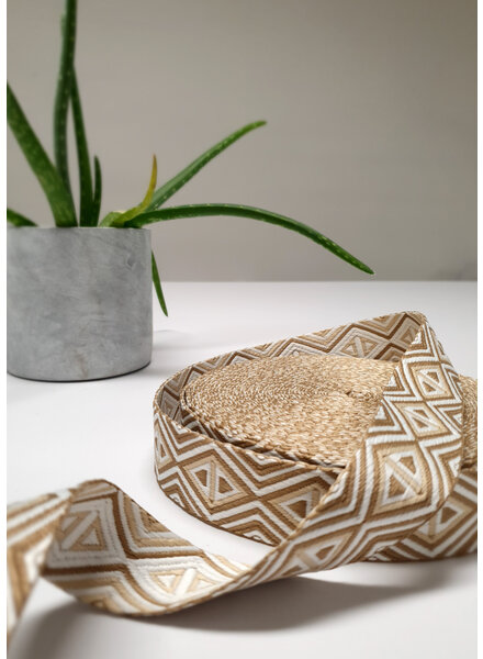 zand en beige - tribal - tassenband 38 mm