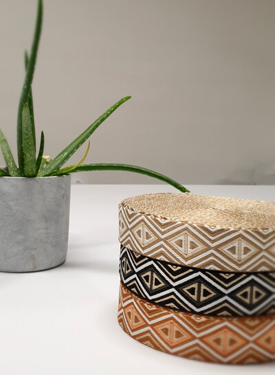 zand en beige - tribal - tassenband 38 mm