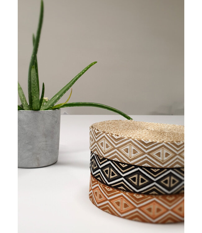 zand en beige - tribal - tassenband 38 mm