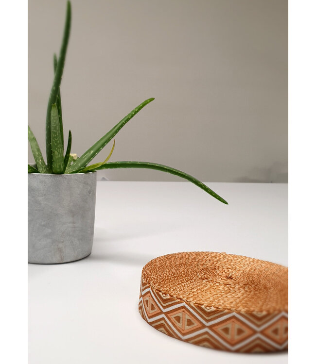 roest en zalm - tribal - tassenband 38 mm
