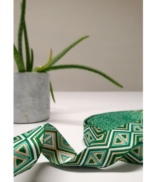 green and beige - tribal - bag strap 38 mm