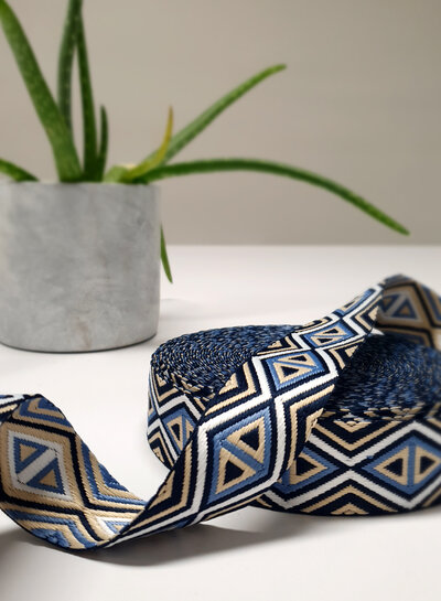 blue and black - tribal - bag strap 38 mm