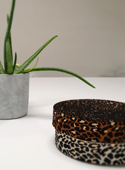 leopard tassenband bruin - 38 mm