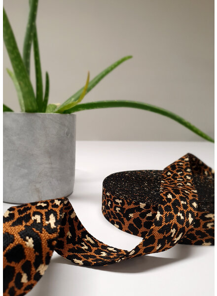 leopard tassenband bruin - 38 mm