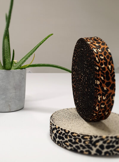 leopard bag strap ecru - 38 mm