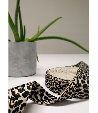leopard bag strap ecru - 38 mm