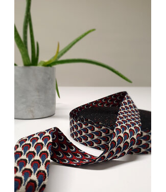red and blue retro peacock - bag strap 38 mm