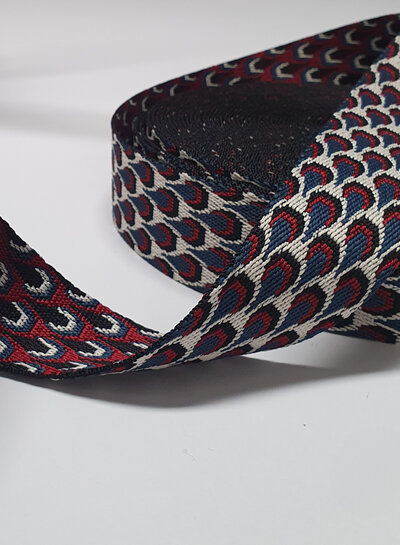 red and blue retro peacock - bag strap 38 mm