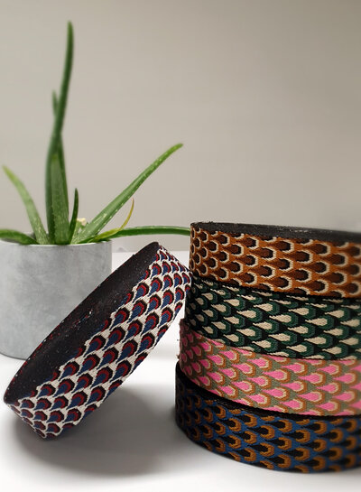 red and blue retro peacock - bag strap 38 mm