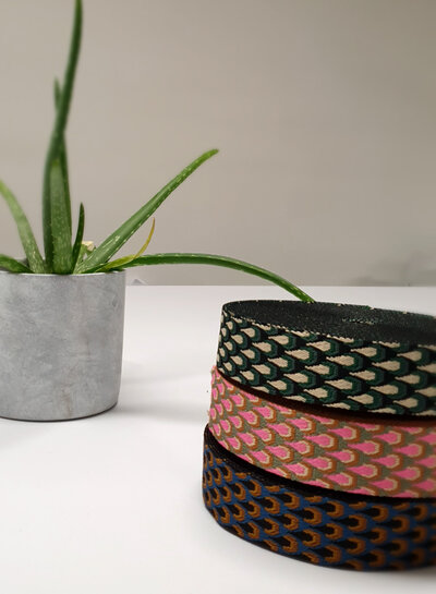 petrol and black retro peacock - bag strap 38 mm