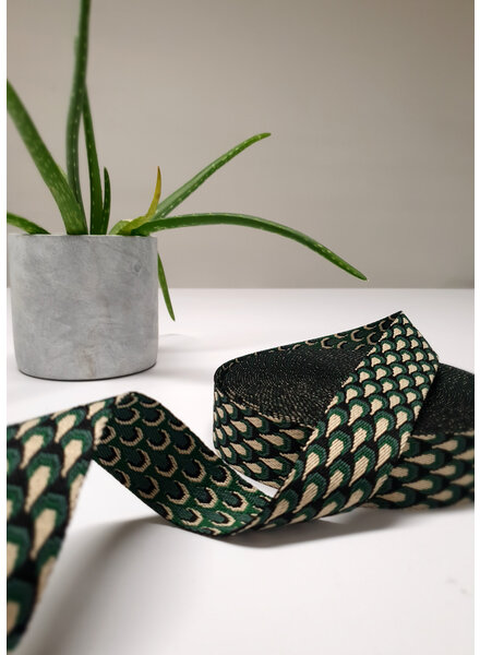 petrol and black retro peacock - bag strap 38 mm