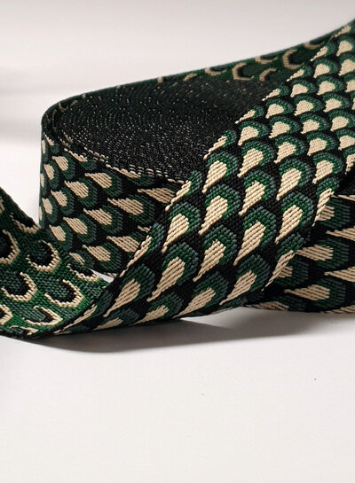 petrol and black retro peacock - bag strap 38 mm