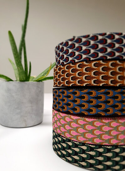 pink & blue retro peacock - bag strap 38 mm