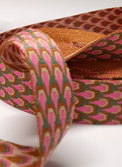 pink & blue retro peacock - bag strap 38 mm