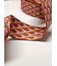 roze & blauw retro pauw - tassenband 38 mm