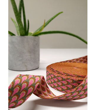 pink & blue retro peacock - bag strap 38 mm