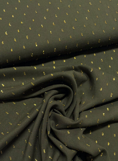 M. khakigroen touch of gold - geweven viscose
