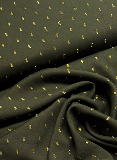 M. khakigroen touch of gold - geweven viscose