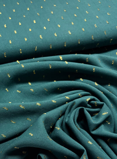 petrol green touch of gold - woven viscose