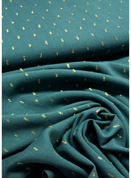petrol green touch of gold - woven viscose