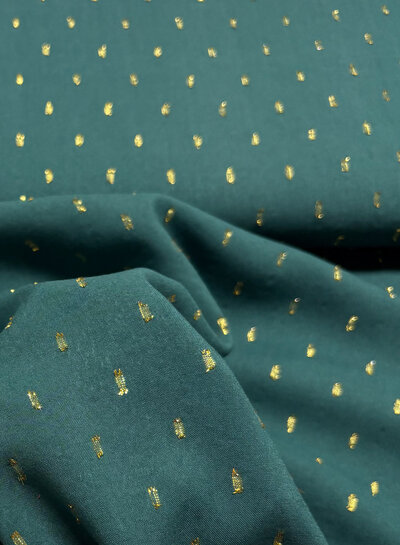 petrol green touch of gold - woven viscose