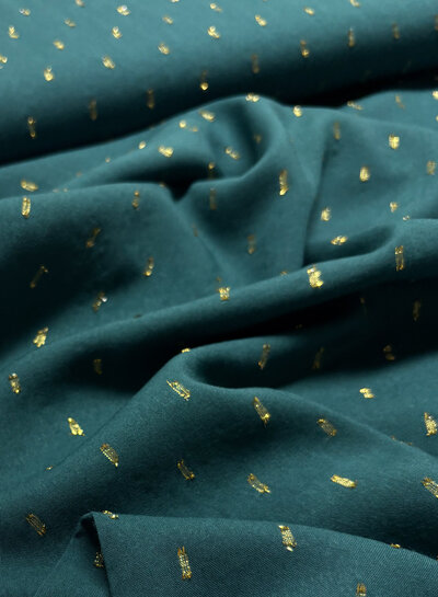 petrol green touch of gold - woven viscose