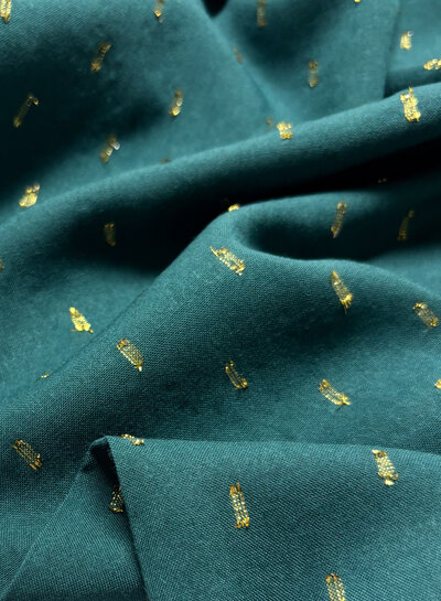 petrol green touch of gold - woven viscose