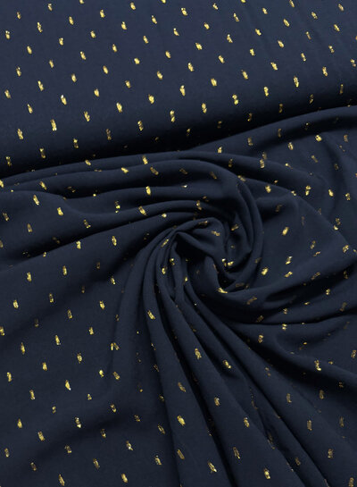 navy blue touch of gold - woven viscose
