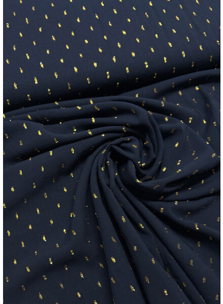marineblauw touch of gold - geweven viscose