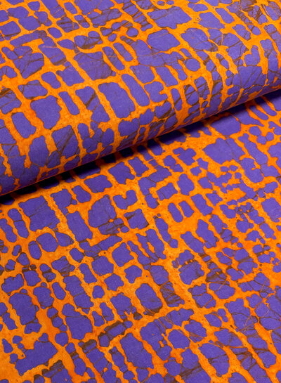 Diya light - purple and rust - beautiful batik cotton