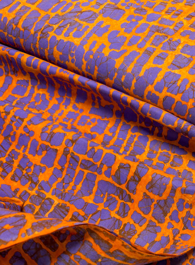 Diya light - purple and rust - beautiful batik cotton