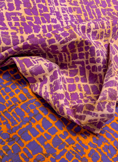 Diya light - purple and rust - beautiful batik cotton