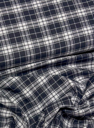 Swafing black light grey - checks - flannel cotton