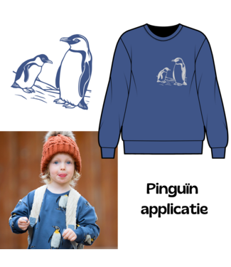Custom Made Penguins grey - iron-on application SYAS