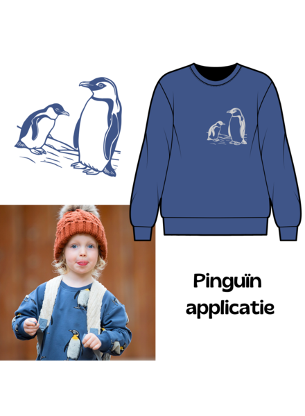 Custom Made Pinguïns grijs - strijkapplicatie SYAS