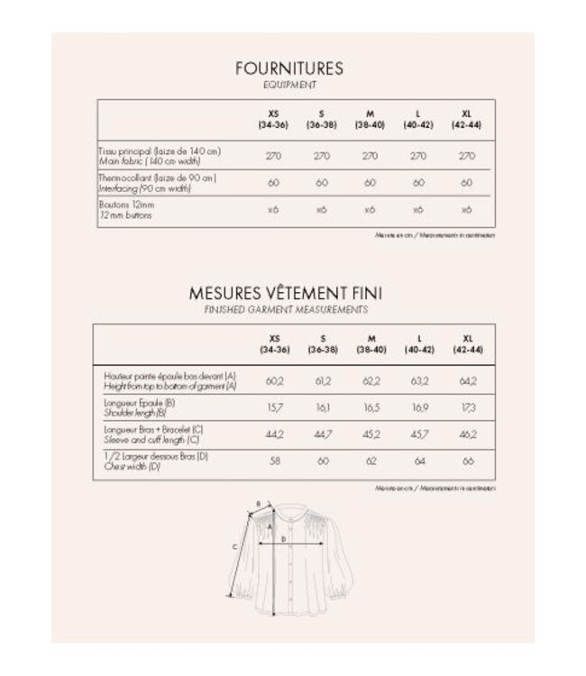 Atelier Brunette LA BLOUSE naaipatroon - Atelier Brunette