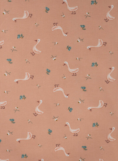 Qjutie the qjutest geese - waffle jersey - dusty salmon colored